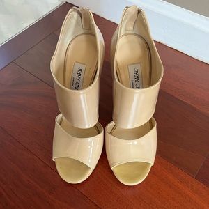 Jimmy Choo tan heels, hardly worn!